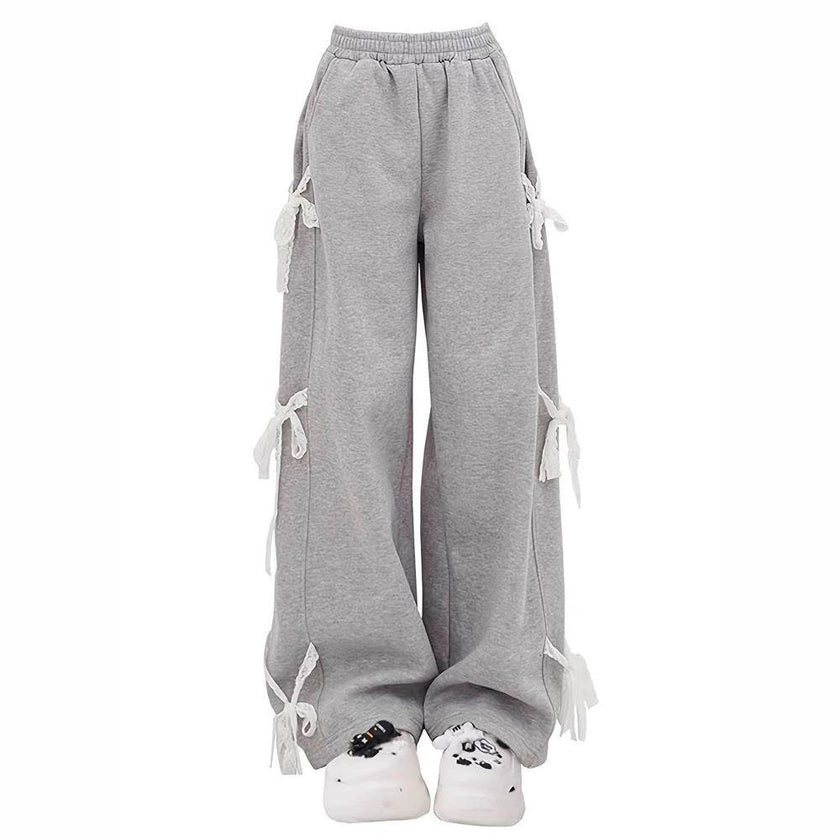 Fashion Bow lace up Oversized Baggy Sweat Pant women