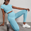 Women's 2-Piece Gym Set – High Waist Hip Lift Leggings & Crop Top Quick-Dry Yoga Workout Clothes