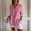 Fashionable Lapel Long Sleeve Shirt Top Women's Single-breasted Pleated Shirt Women Tops