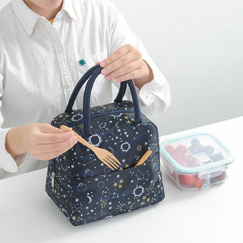 Portable Floral Aluminum Foil Thermal Insulated Lunch Bag