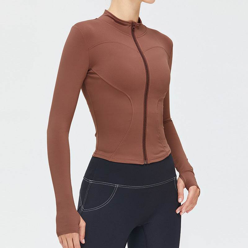 Autumn Winter Long Sleeve Zipper Slim fit Workout Top for women