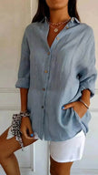 Fashionable Lapel Long Sleeve Shirt Top Women's Single-breasted Pleated Shirt Women Tops