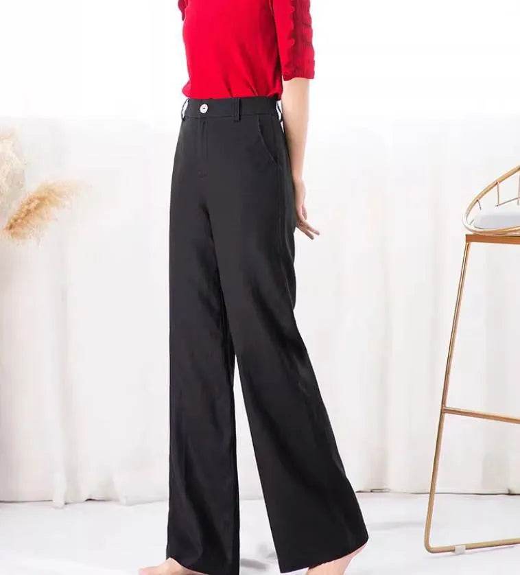 Casual Women's High Waist Cotton Linen Wide Leg Pants