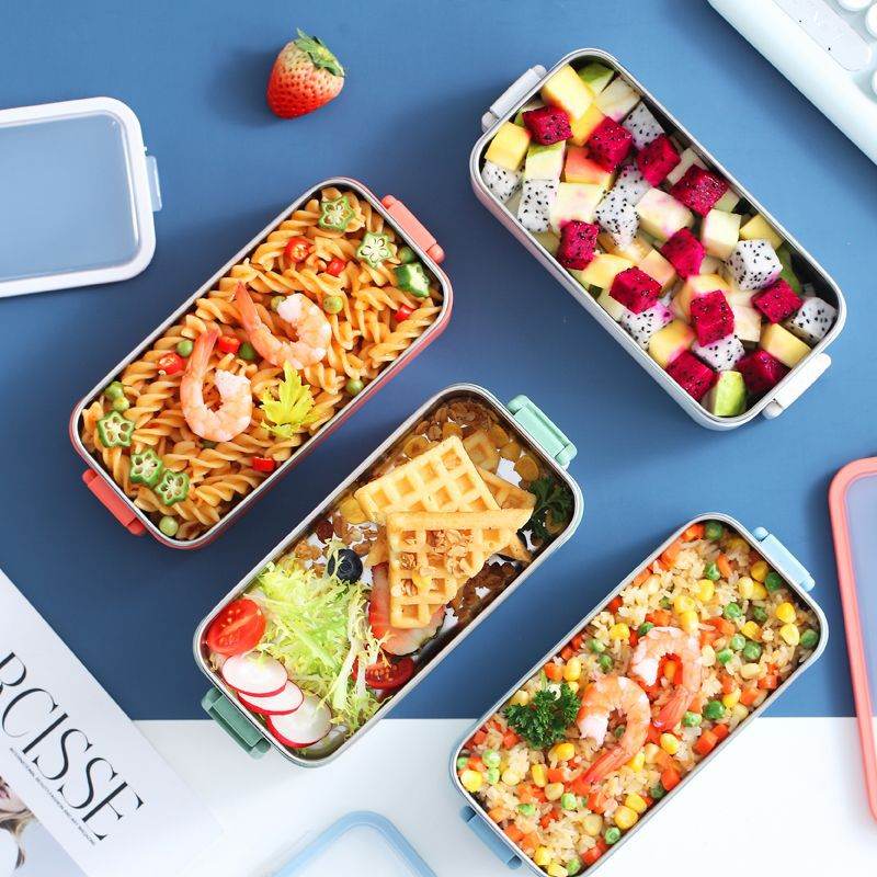 Portable Stainless Steel Double Layer Kids Lunch Box