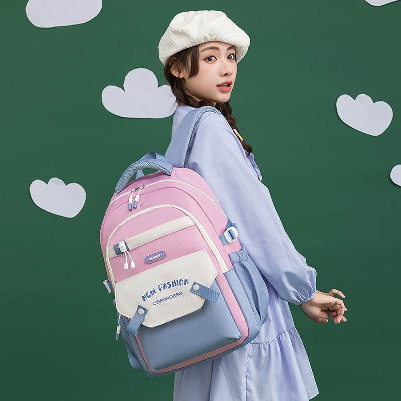 Colorful Contrast Schoolbag – Trendy Backpack for Students