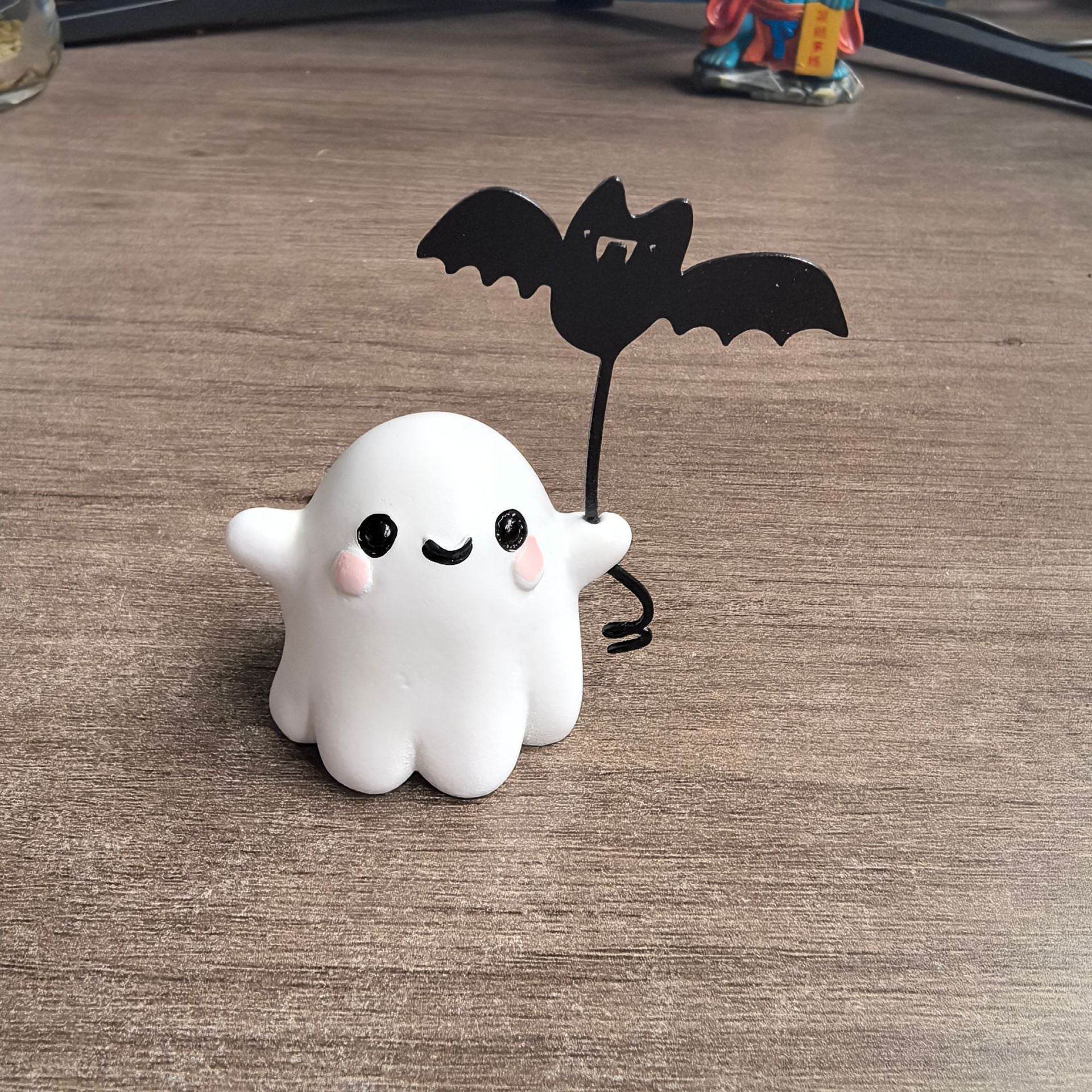 Mini Ghost Walking Dog Statue Halloween Decoration