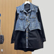 Denim Skirt Pleated Diamond Urban Commute Style