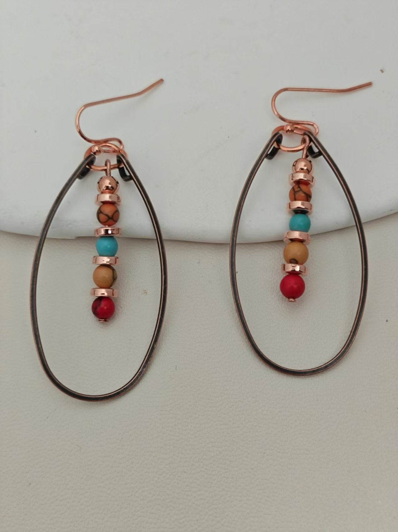 Turquoise Beaded Bohemian Vintage Earrings