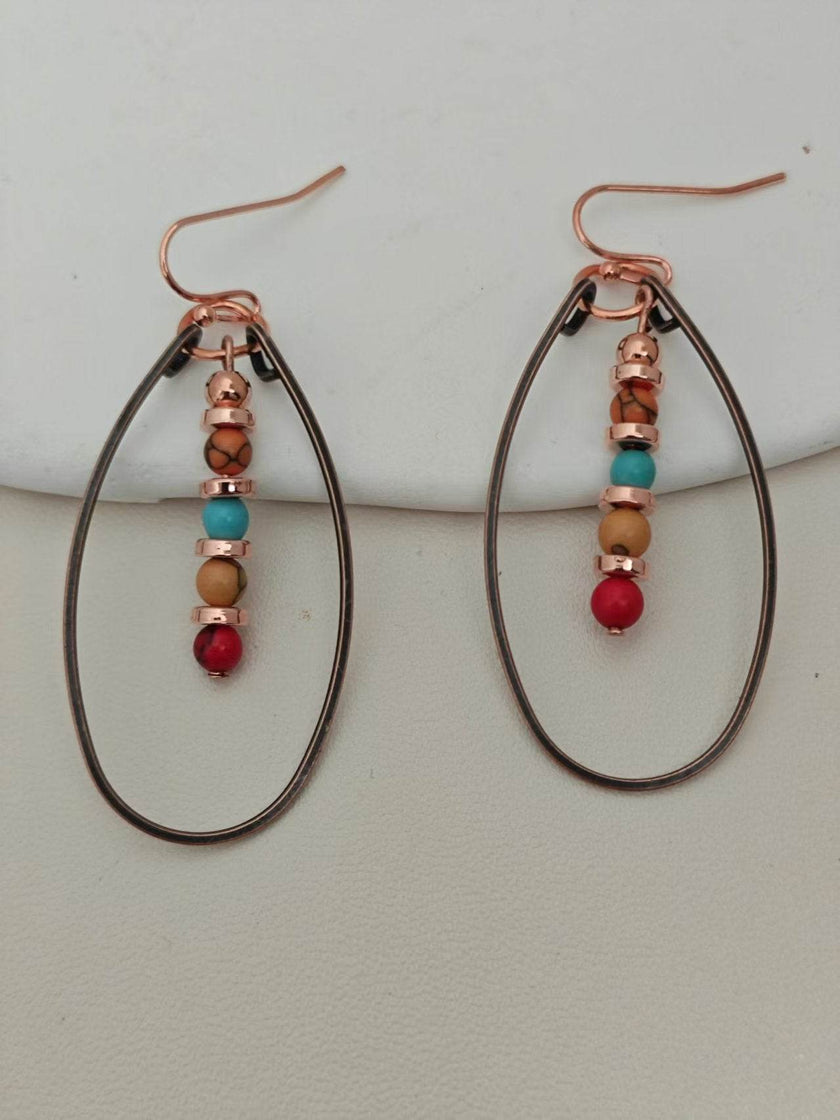 Turquoise Beaded Bohemian Vintage Earrings