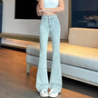 High Waist Light Blue Bootcut Jean pant women Flared Denim Pant