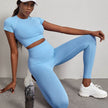 Women's 2-Piece Gym Set – High Waist Hip Lift Leggings & Crop Top Quick-Dry Yoga Workout Clothes