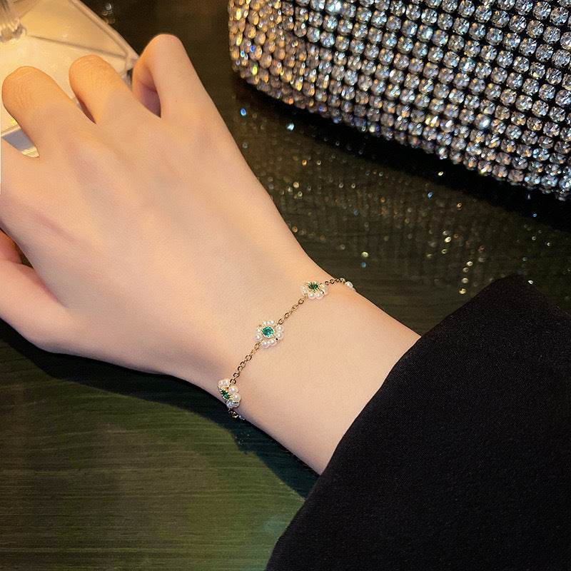 Pearl Flowers Bracelet All-match Fashion Adjustable Chain Bracelet for women