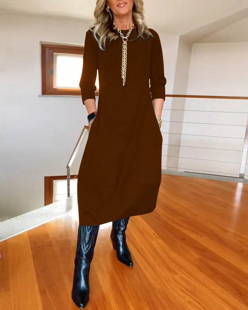 Long Sleeved Dress Women – High Waist Oversized Swing Maxi Dress
