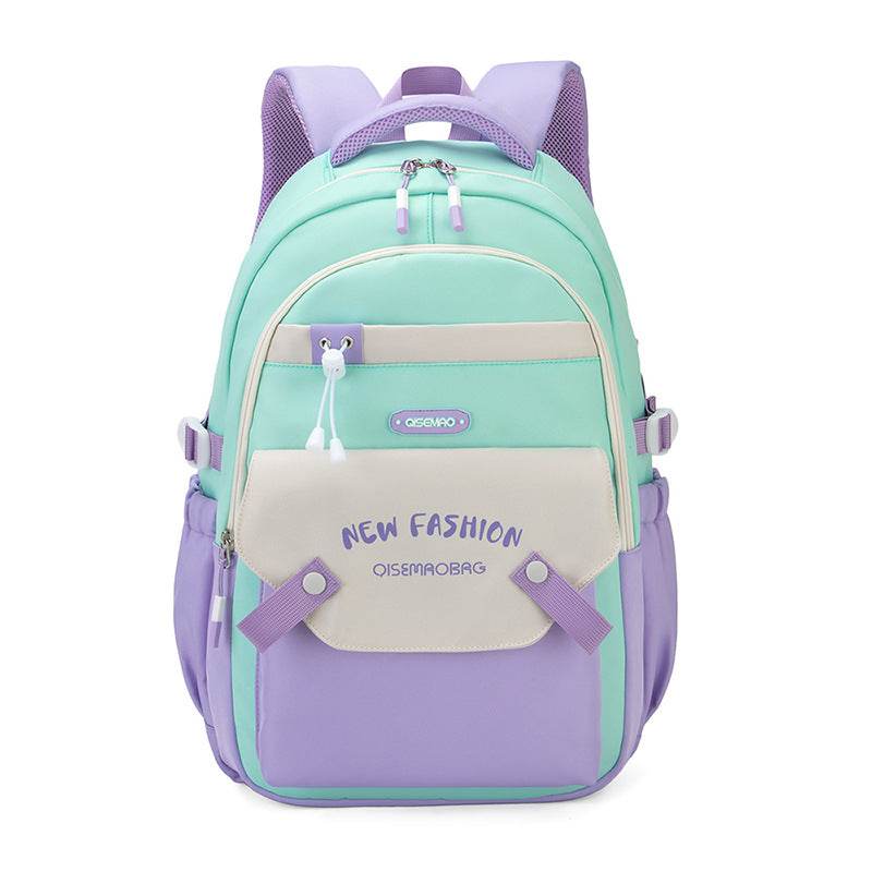 Colorful Contrast Schoolbag – Trendy Backpack for Students
