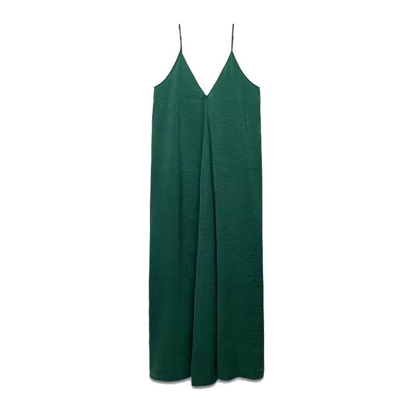 Elegant Women’s Summer Maxi Dress Casual Spaghetti Straps Solid V-Neck Cami Backless Dresses