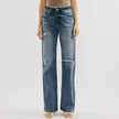 Blue Jeans Pant women Mid waist Denim Wide Leg Denim Pant