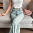 High Waist Light Blue Bootcut Jean pant women Flared Denim Pant