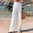 Casual Women's High Waist Cotton Linen Wide Leg Pants