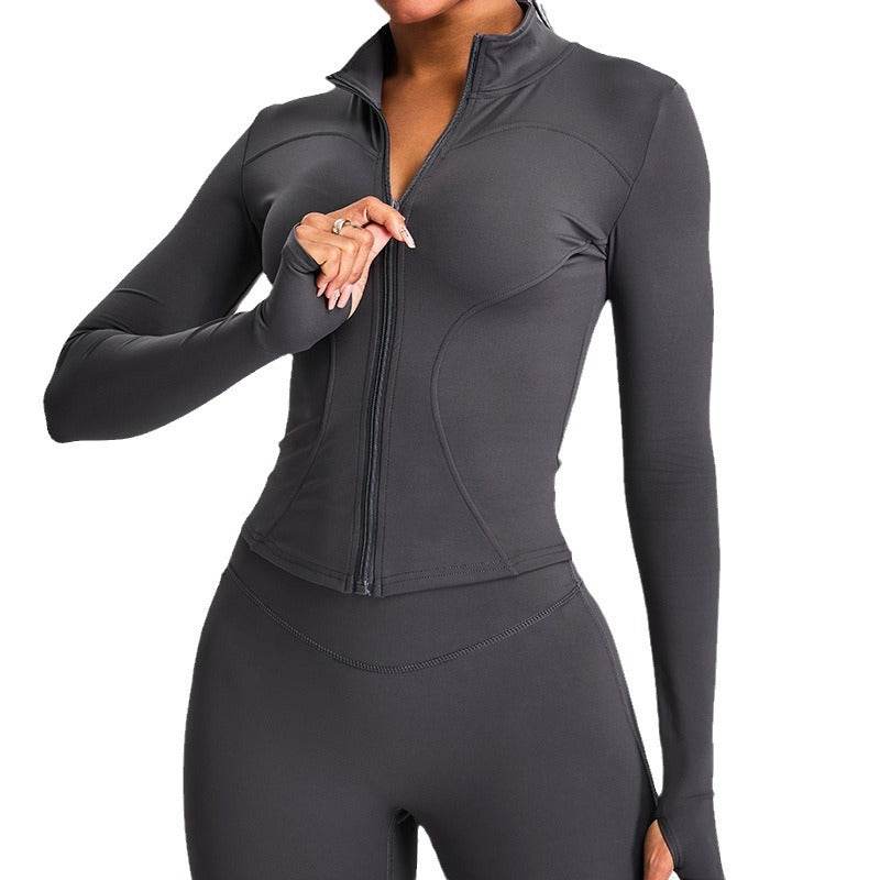 Autumn Winter Long Sleeve Zipper Slim fit Workout Top for women