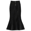 Mermaid Denim Skirt Cotton Mid Length Fishtail Style