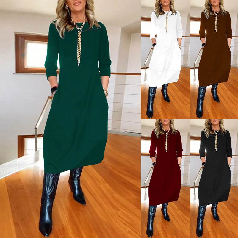 Long Sleeved Dress Women – High Waist Oversized Swing Maxi Dress