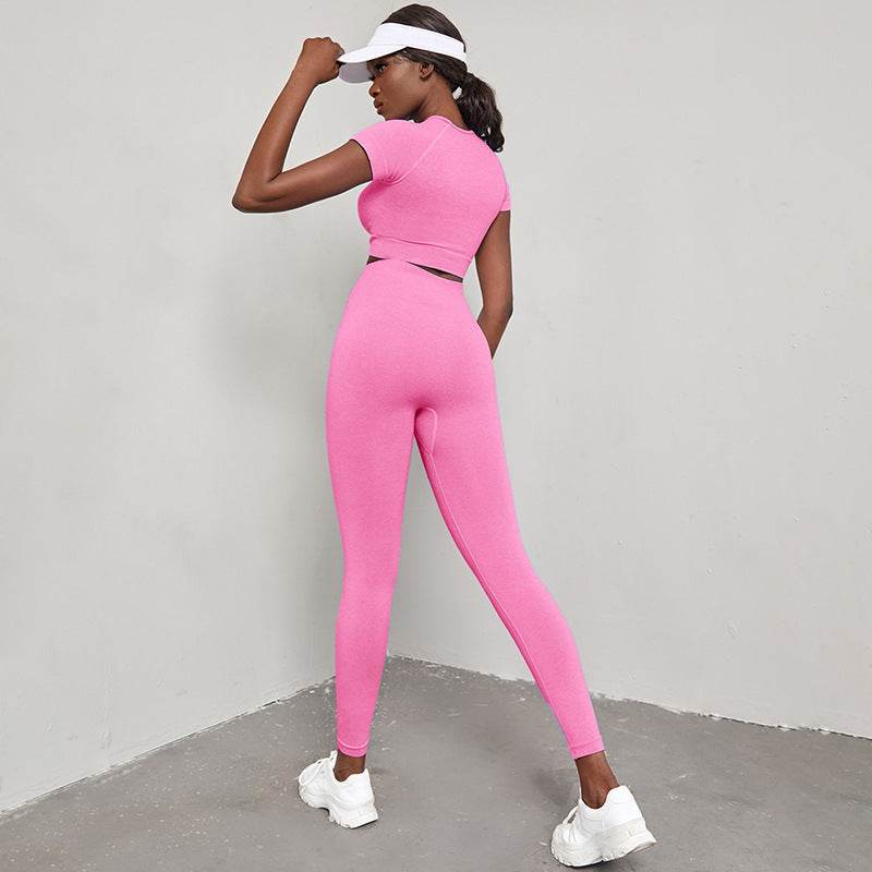 Women's 2-Piece Gym Set – High Waist Hip Lift Leggings & Crop Top Quick-Dry Yoga Workout Clothes