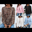 Casual Loose Lantern sleeve Buckle blouse Top For Women