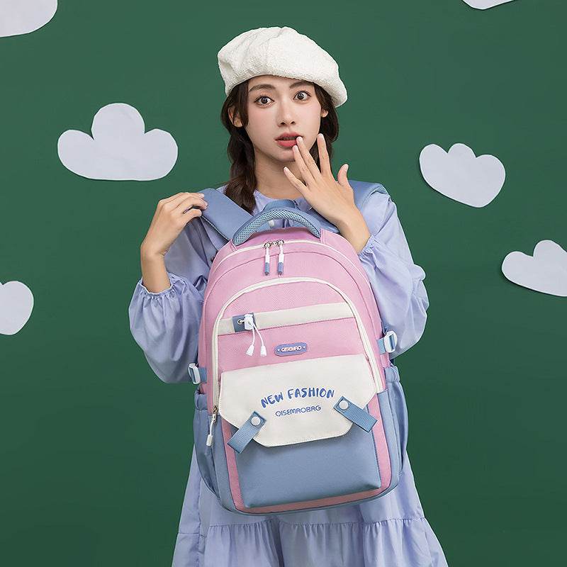 Colorful Contrast Schoolbag – Trendy Backpack for Students