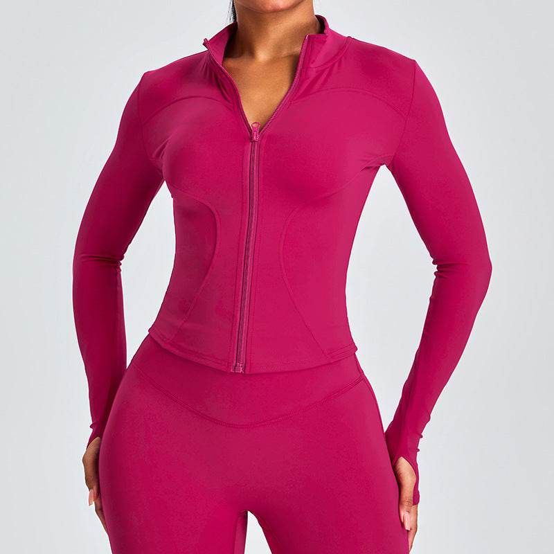 Autumn Winter Long Sleeve Zipper Slim fit Workout Top for women