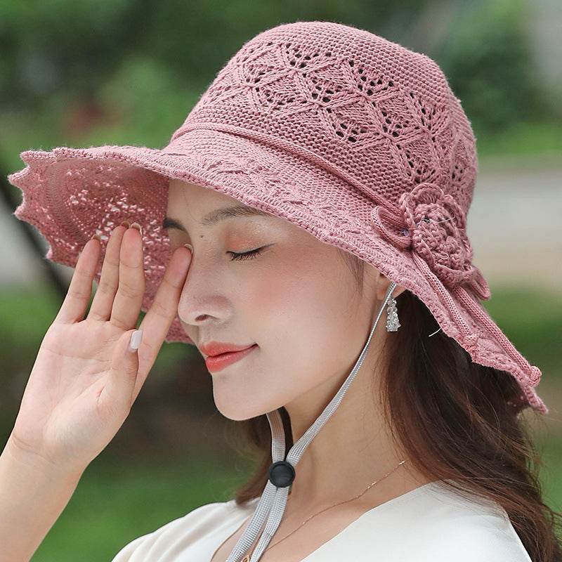 New Summer Outdoor Sunshade UV Protection Wide Brim Crotchet Sun Hat with neck flap for women