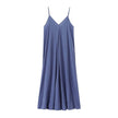 Elegant Women’s Summer Maxi Dress Casual Spaghetti Straps Solid V-Neck Cami Backless Dresses