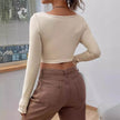 Slim fit top Front Twist Irregular Long Sleeve V-neck tank top For Women