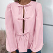 Casual Loose Lantern sleeve Buckle blouse Top For Women