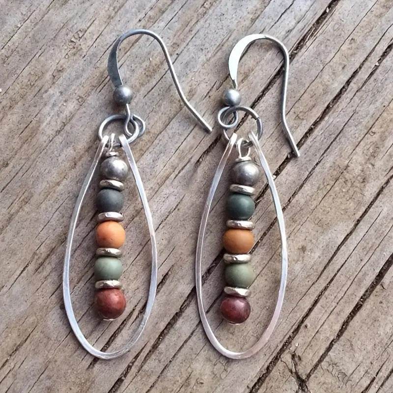 Turquoise Beaded Bohemian Vintage Earrings
