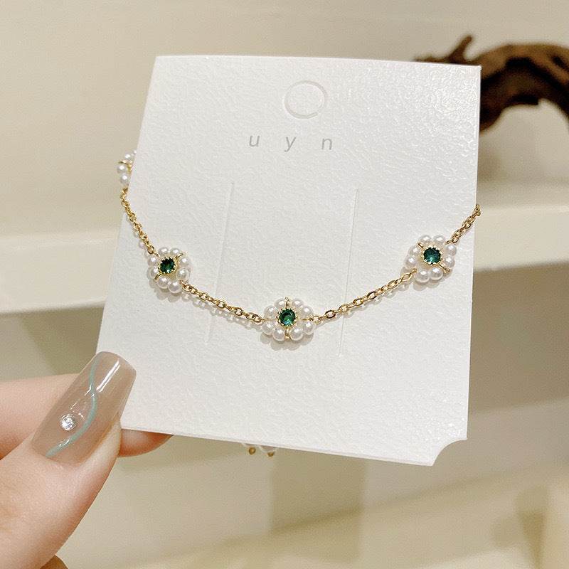 Pearl Flowers Bracelet All-match Fashion Adjustable Chain Bracelet for women