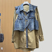Denim Skirt Pleated Diamond Urban Commute Style