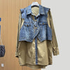 Denim Skirt Pleated Diamond Urban Commute Style