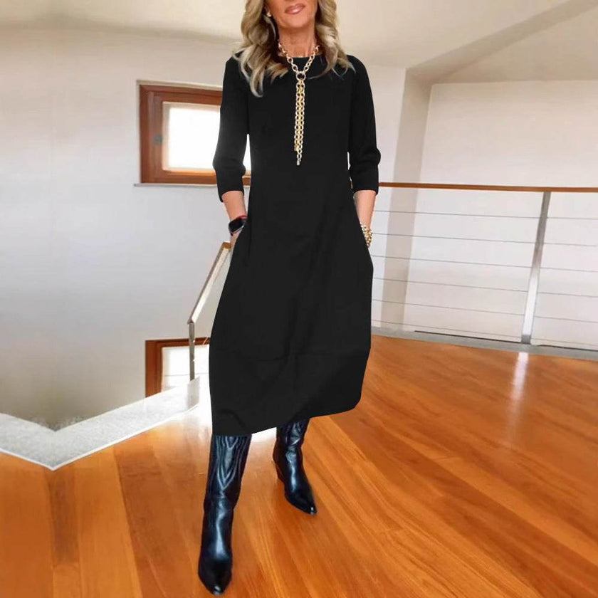 Long Sleeved Dress Women – High Waist Oversized Swing Maxi Dress