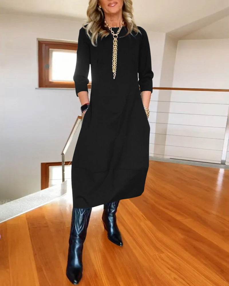Long Sleeved Dress Women – High Waist Oversized Swing Maxi Dress