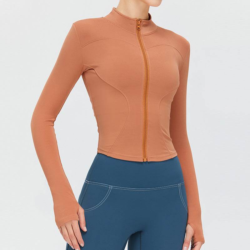 Autumn Winter Long Sleeve Zipper Slim fit Workout Top for women