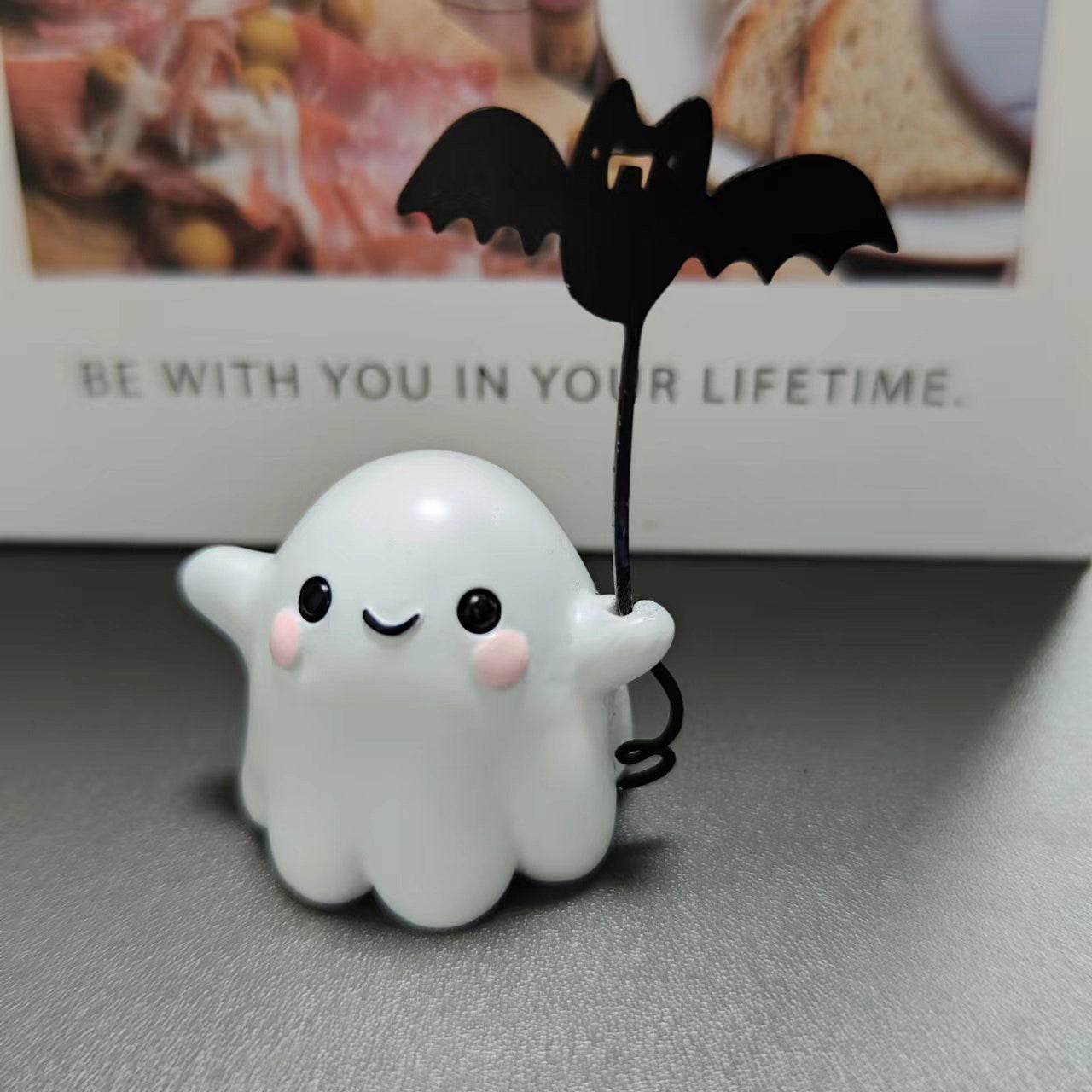 Mini Ghost Walking Dog Statue Halloween Decoration