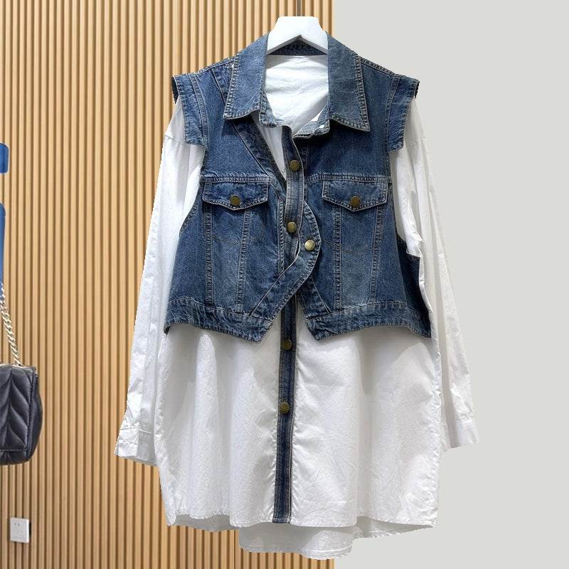 Denim Skirt Pleated Diamond Urban Commute Style