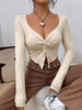 Slim fit top Front Twist Irregular Long Sleeve V-neck tank top For Women
