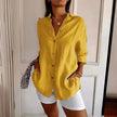 Fashionable Lapel Long Sleeve Shirt Top Women's Single-breasted Pleated Shirt Women Tops