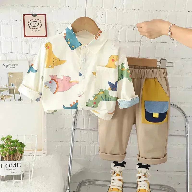 Printing Long sleeve Shirt For Boys Pants Breathable Two-piece Set for boys.