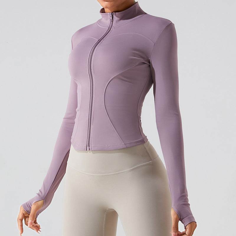 Autumn Winter Long Sleeve Zipper Slim fit Workout Top for women