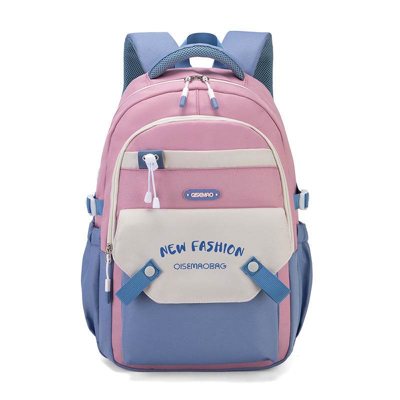 Colorful Contrast Schoolbag – Trendy Backpack for Students