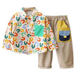 Printing Long sleeve Shirt For Boys Pants Breathable Two-piece Set for boys.