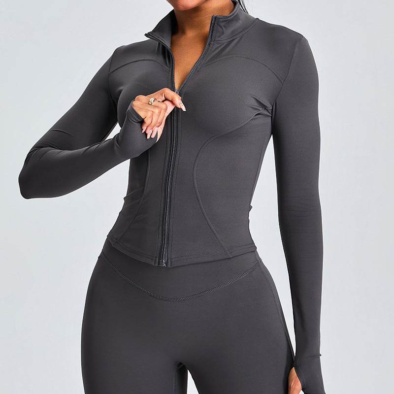 Autumn Winter Long Sleeve Zipper Slim fit Workout Top for women