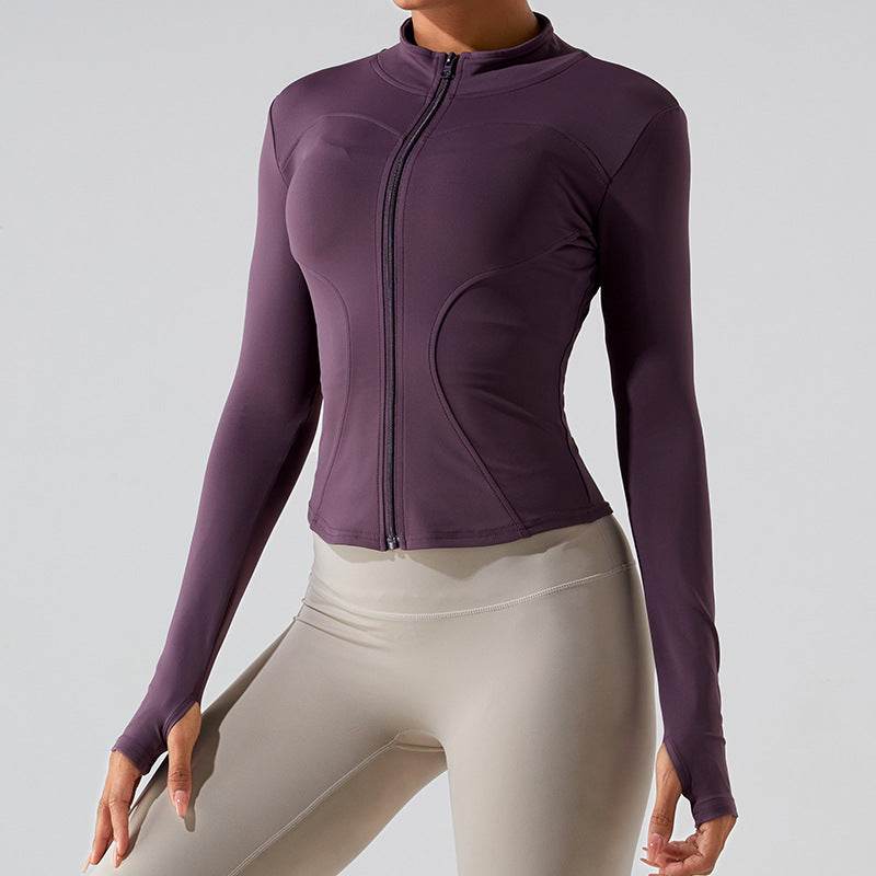 Autumn Winter Long Sleeve Zipper Slim fit Workout Top for women